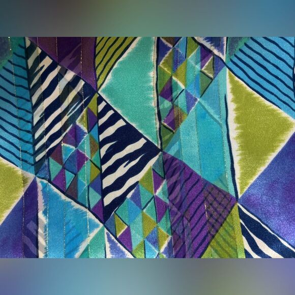 VINTAGE La Chemise USA Blue Purple Retro Kaftan Dress Kimono Colorful Coverup L - Picture 11 of 14